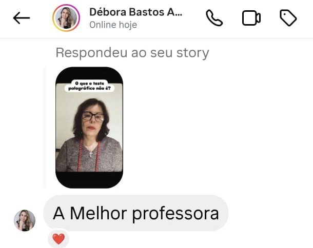 Mensagem de Débora Bastos: A melhor professora